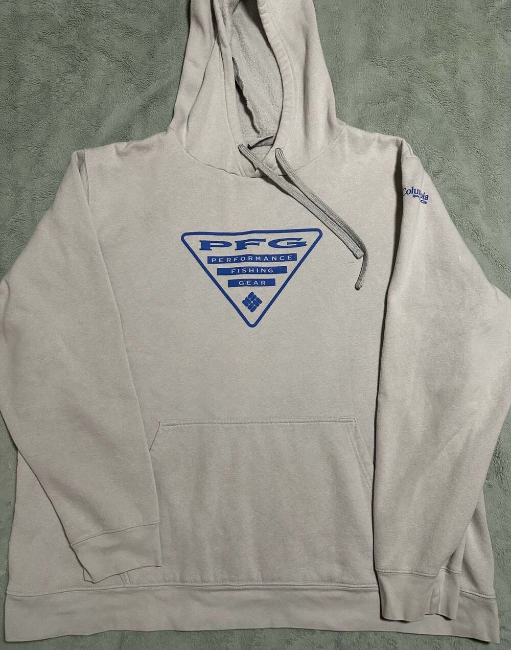 Columbia Men's PFG Triangle II Hoodie, Cool Grey/Vivid Blue, Size XXL